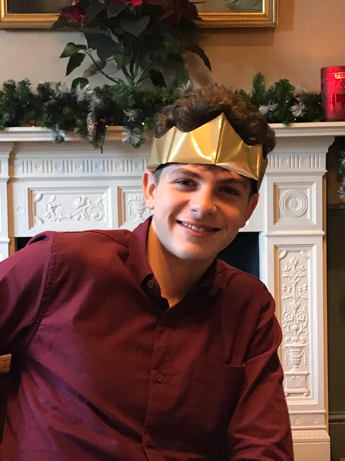 Chris with Christmas Paper Hat